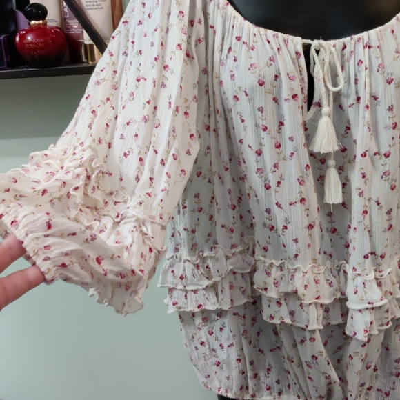 Denim & Supply RL boho floral ruffled peasant top - Picture 2 of 7